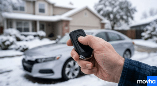 A driver pressing a key fob to demonstrate how to start honda accord with remote