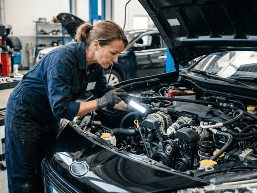 A mechanic diagnosing the engine to see can a bad serpentine belt cause rough idle