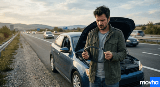 A stranded driver experiencing what happens if your serpentine belt breaks