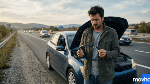 A stranded driver experiencing what happens if your serpentine belt breaks