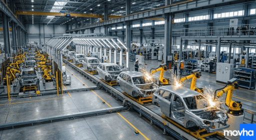 An automated assembly line showing where are toyota rav4 made