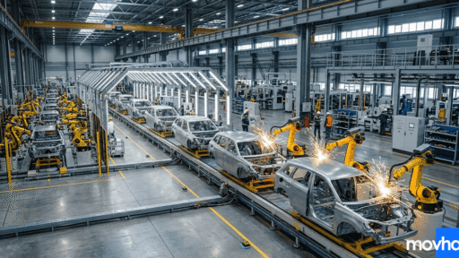 An automated assembly line showing where are toyota rav4 made